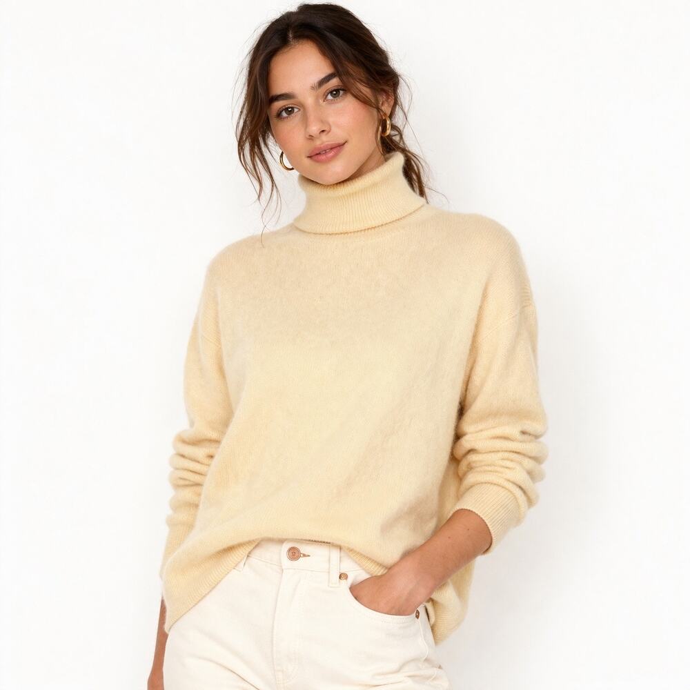 Charter Club Pastel Yellow 100% Cashmere Turtleneck Cozy Sweater Quiet Luxury - Picture 2 of 13